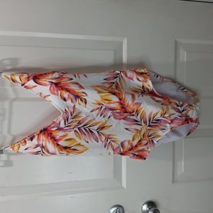 Konami Sol  Peachy Tropical Leaves One Piece Swim Suit Size XL